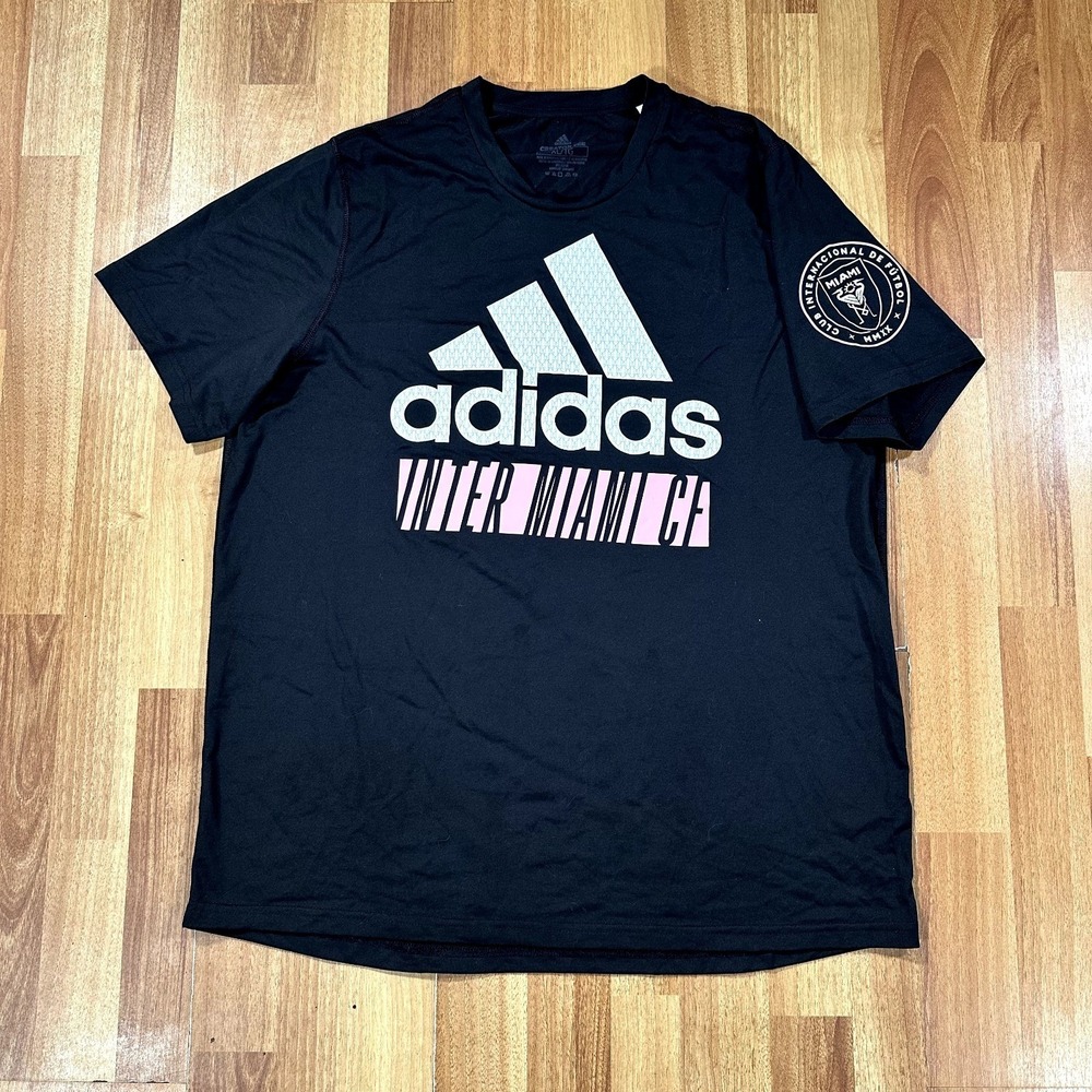Adidas Shirt Mens Extra Large Black Pink Miami FC Soccer MLS Athletic Tee